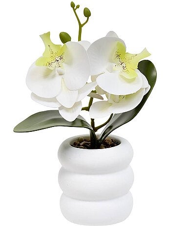 Orchidée artificielle en pot avec gravier mick