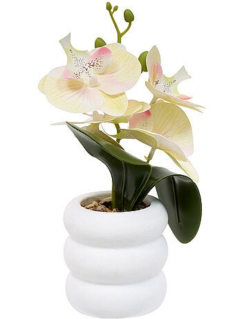 Orchidée artificielle en pot avec gravier mick