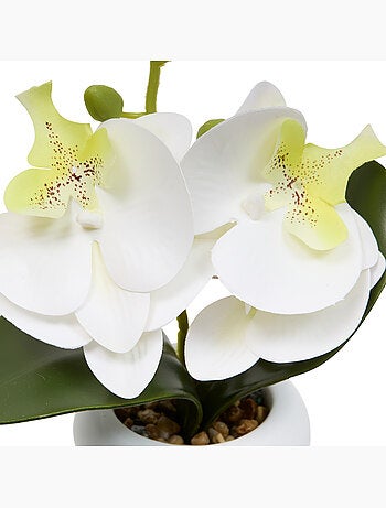Orchidée artificielle en pot avec gravier mick