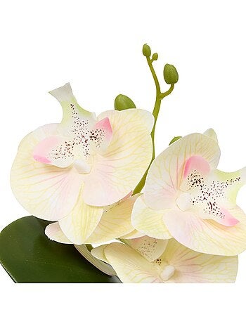 Orchidée artificielle en pot avec gravier mick
