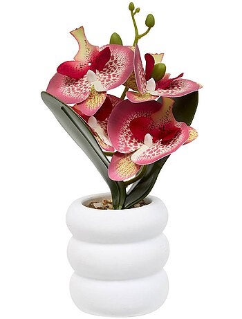 Orchidée artificielle en pot avec gravier mick