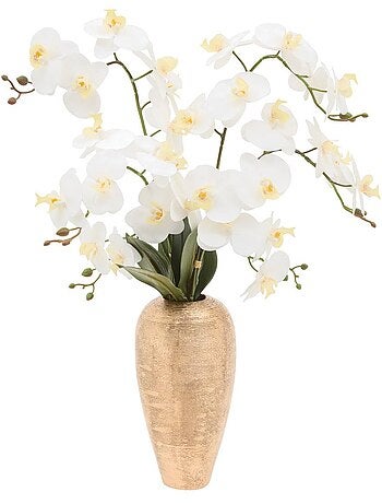 Orchidée artificielle en pot magnésie NAOKO