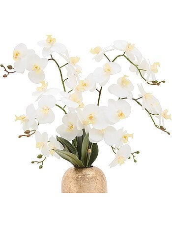 Orchidée artificielle en pot magnésie NAOKO