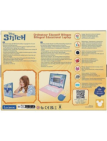Ordinateur éducatif bilingue avec 164 activités au design Stitch (EN/FR)