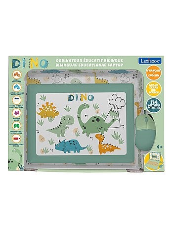 Ordinateur éducatif bilingue dinosaure avec 124 activités (EN/FR)
