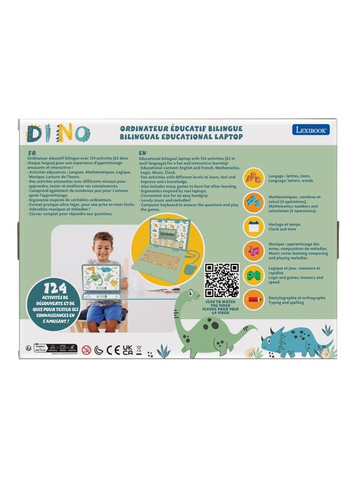 Ordinateur éducatif bilingue dinosaure avec 124 activités (EN/FR) - Kiabi