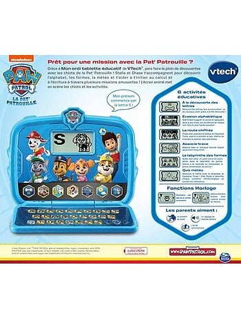 Ordinateur tablette éducatif vtech - pat patrouille - convient aux enfants de 3 ans et plus - bleu