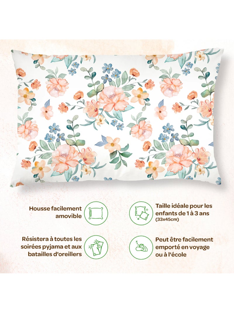 Oreiller avec taie inclus - Coton OEKO-TEX | SUPERBE BEBE Blanc Rose Bleu - Kiabi