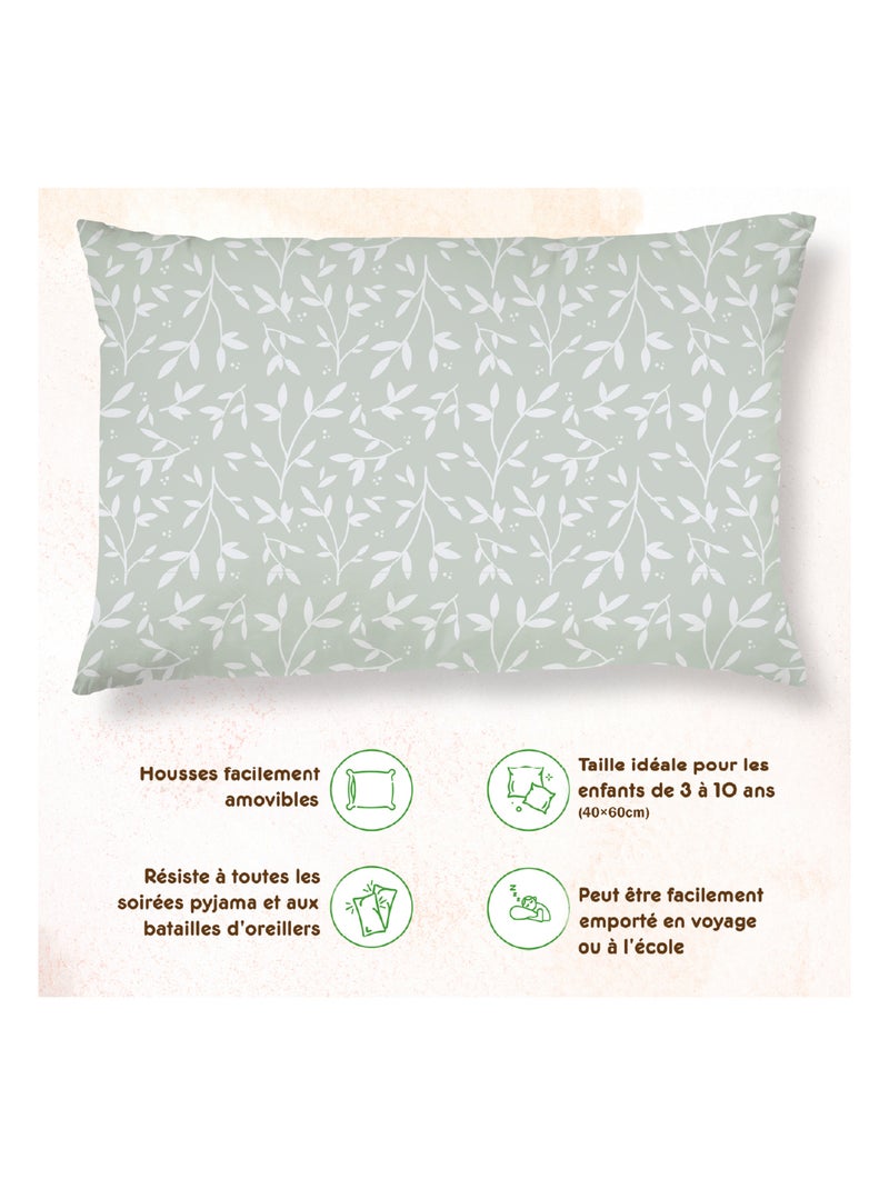 Oreiller avec taie inclus - Coton OEKO-TEX | SUPERBE BEBE Blanc Vert - Kiabi