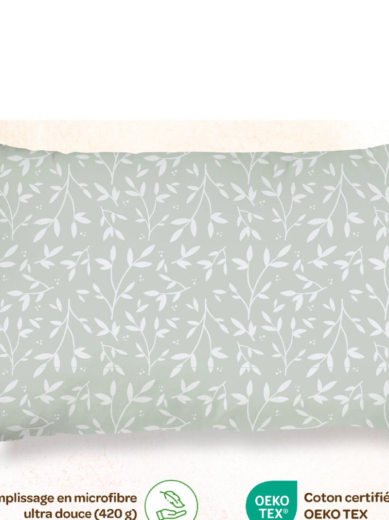 Oreiller avec taie inclus - Coton OEKO-TEX | SUPERBE BEBE Blanc Vert - Kiabi