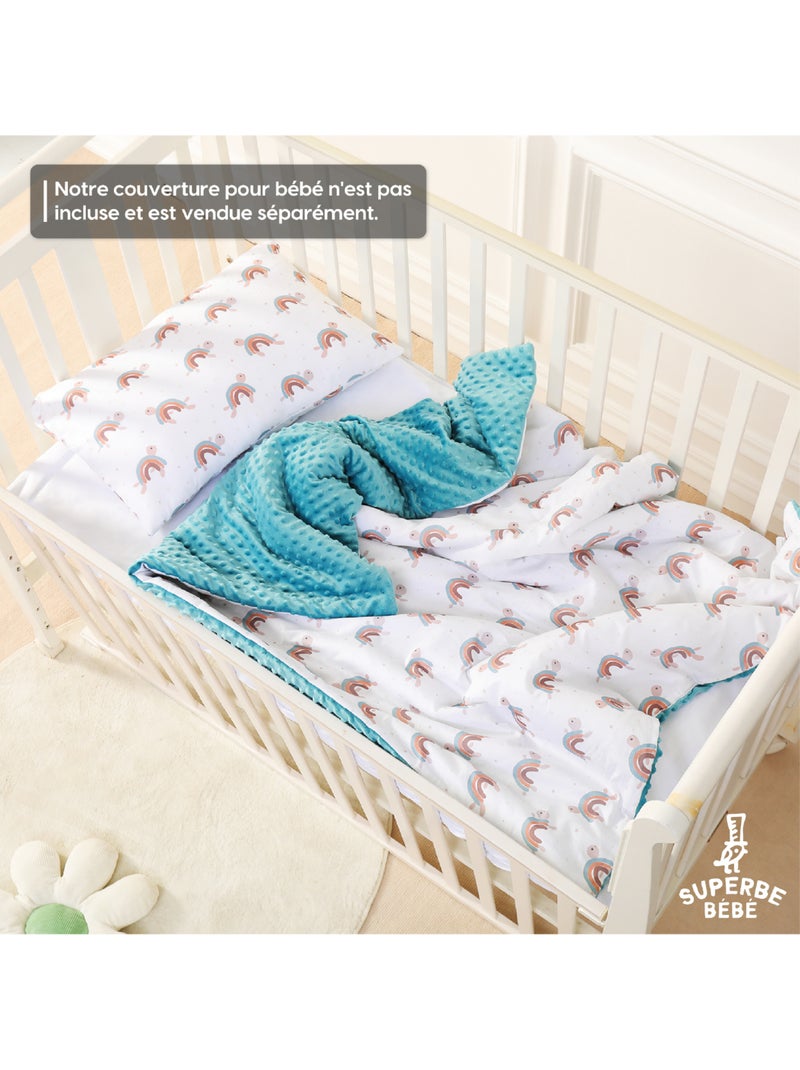 Oreiller avec taie inclus - Coton OEKO-TEX | SUPERBE BEBE Bleu canard - Kiabi