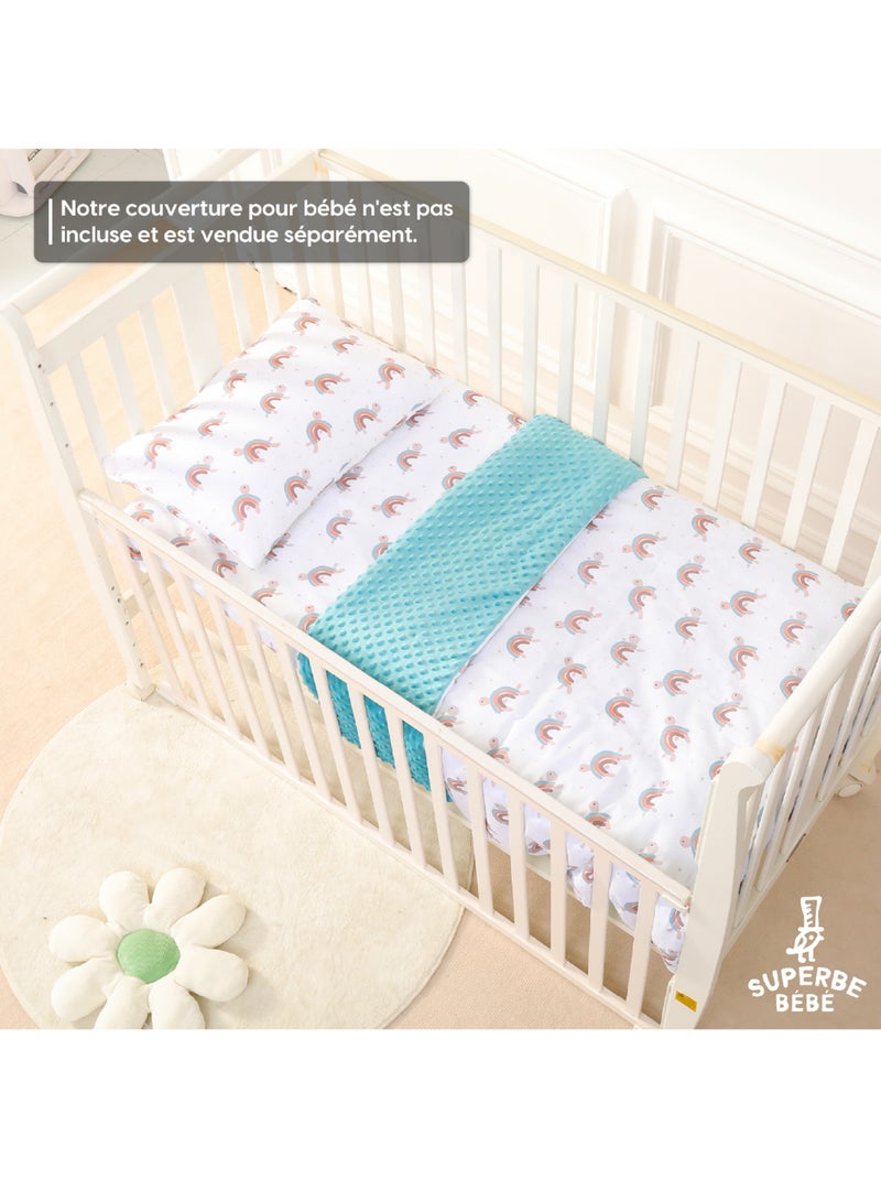 Oreiller avec taie inclus - Coton OEKO-TEX | SUPERBE BEBE Bleu canard - Kiabi