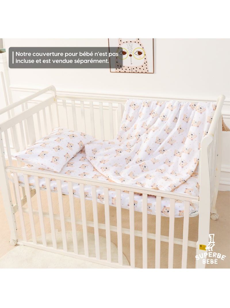 Oreiller avec taie inclus - Coton OEKO-TEX | SUPERBE BEBE Bleu Gris clair Noir - Kiabi