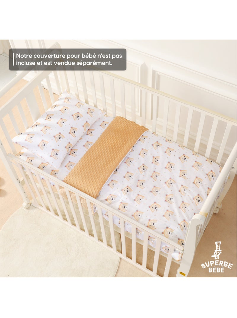 Oreiller avec taie inclus - Coton OEKO-TEX | SUPERBE BEBE Bleu Gris clair Noir - Kiabi