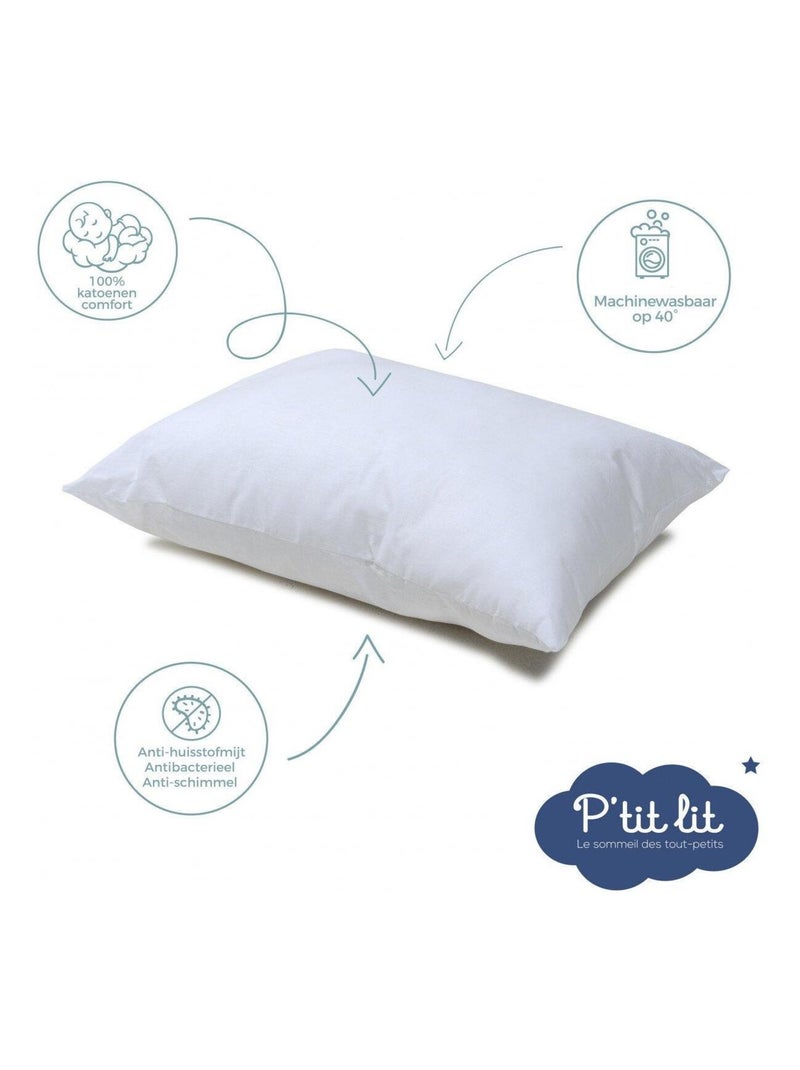 Oreiller Bébé | Coussin Enfant 40x60 | Enveloppe 100% Coton Blanc - Kiabi