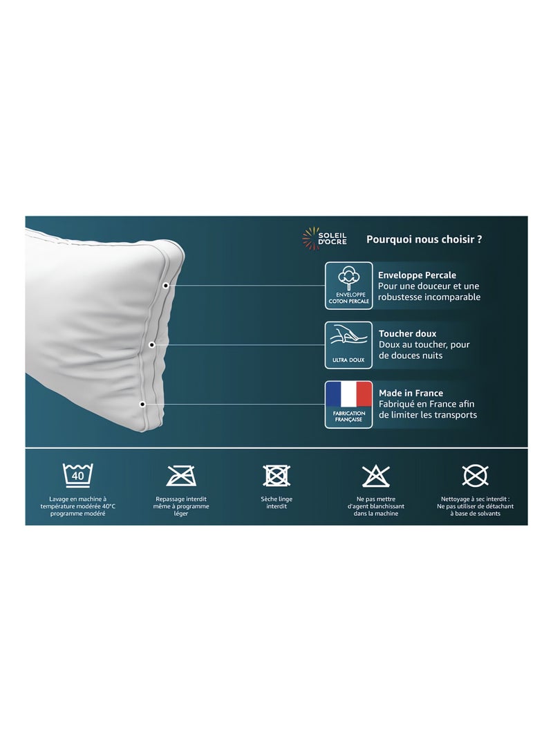 Oreiller blanc en coton NUAGE, par Soleil d'Ocre Blanc - Kiabi