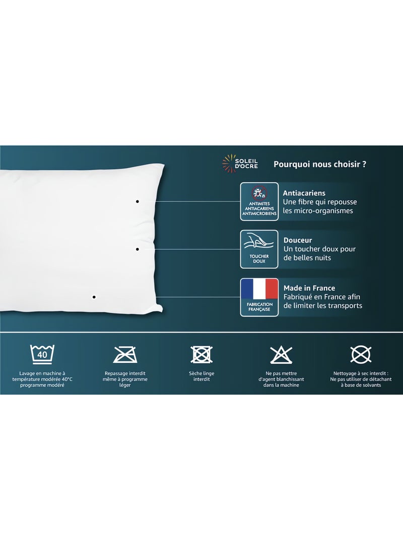 Oreiller blanc en coton ZEN, par Soleil d'ocre Blanc - Kiabi