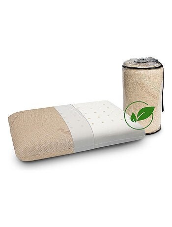 Oreiller coton BIO et lin 100% H12cm Mousse à mémoire de forme.