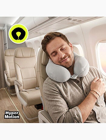 Oreiller de voyage cervical ergonomique d'avion hypermotion gris 26x26 cm