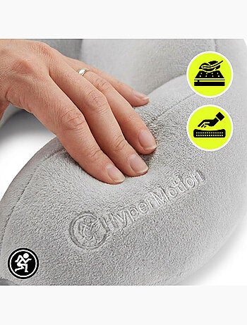 Oreiller de voyage cervical ergonomique d'avion hypermotion gris 26x26 cm
