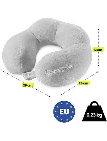Oreiller de voyage cervical ergonomique d'avion hypermotion gris 26x26 cm