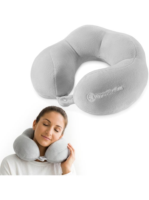 Oreiller de voyage cervical ergonomique d'avion hypermotion gris 26x26 cm - Kiabi Oreiller de voyage cervical ergonomique d'avion hypermotion gris 26x26 cm - Kiabi