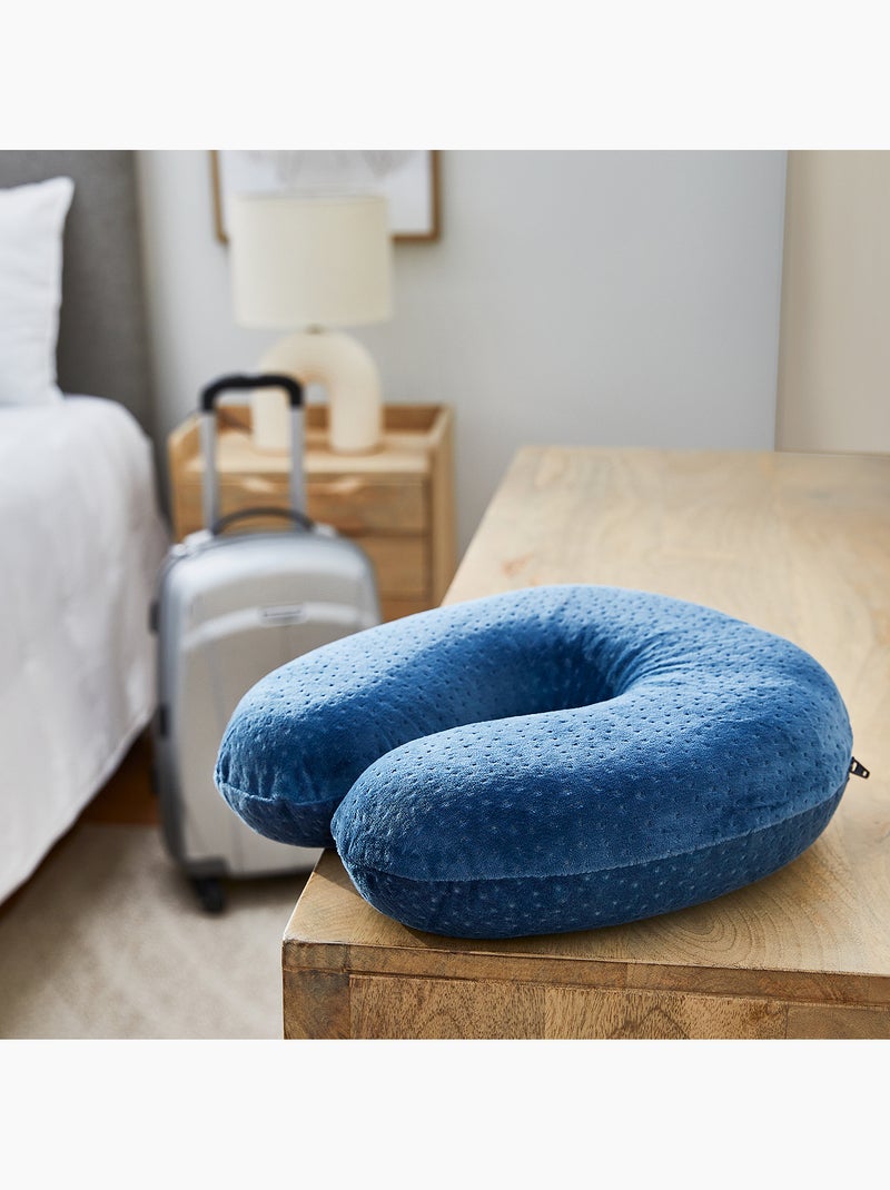 Oreiller de voyage cervical Visco Fermeté faible Bleu - Kiabi