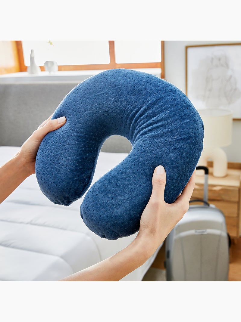 Oreiller de voyage cervical Visco Fermeté faible Bleu - Kiabi