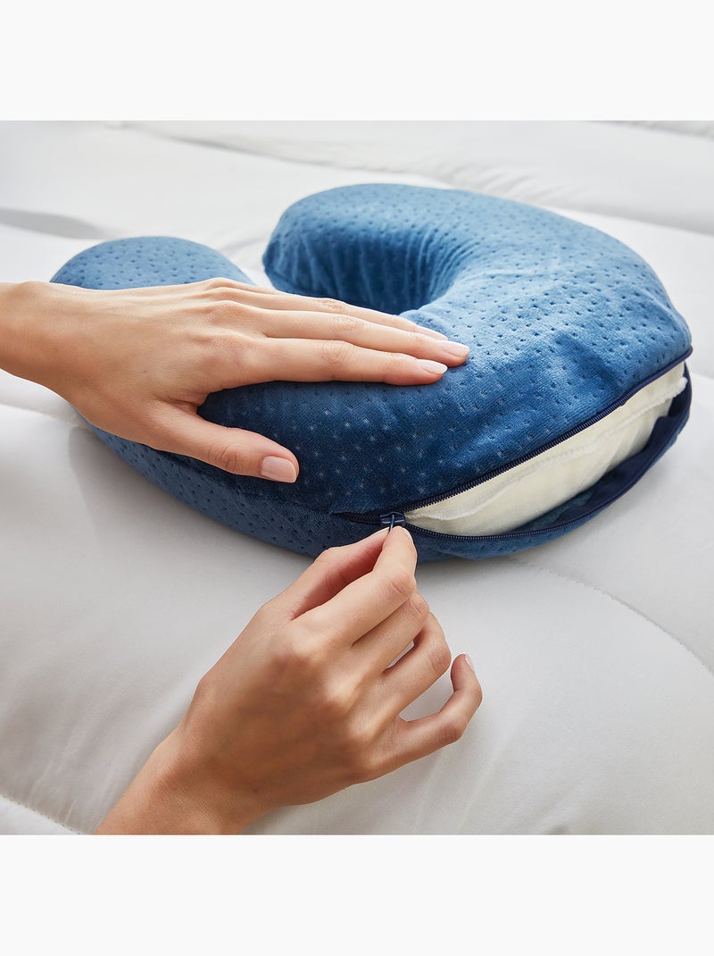 Oreiller de voyage cervical Visco Fermeté faible Bleu - Kiabi