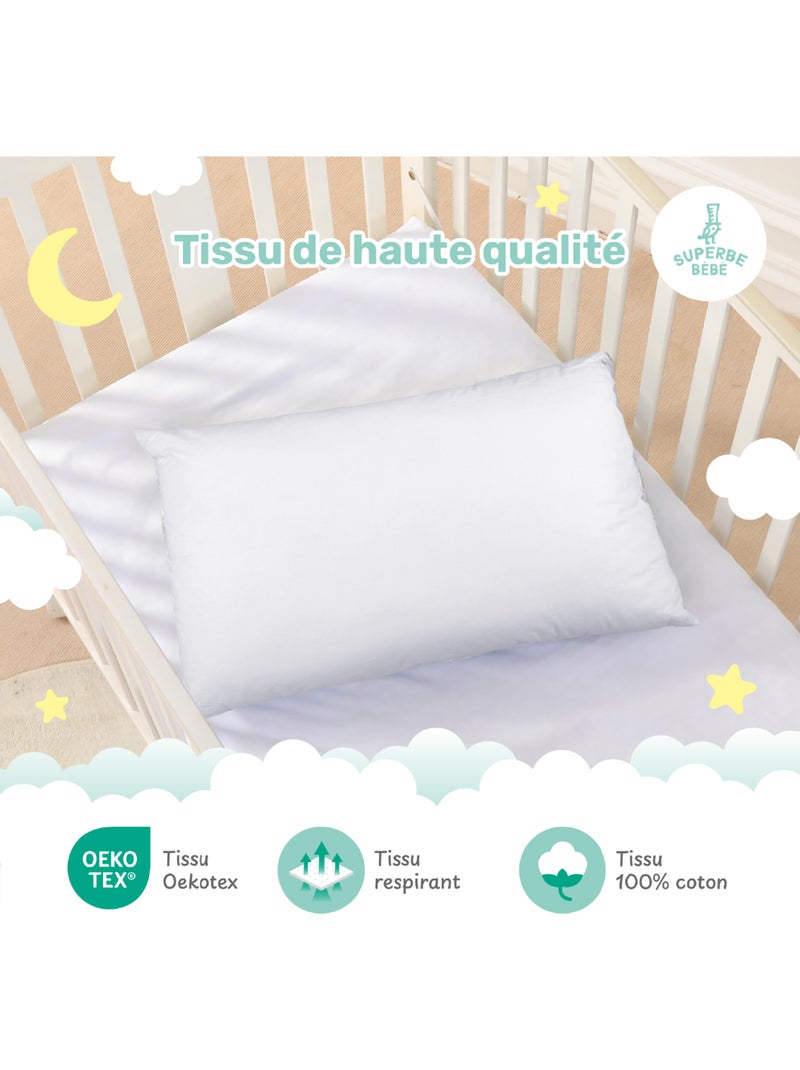 Oreiller enfant 33x45 | SUPERBE BEBE Blanc - Kiabi