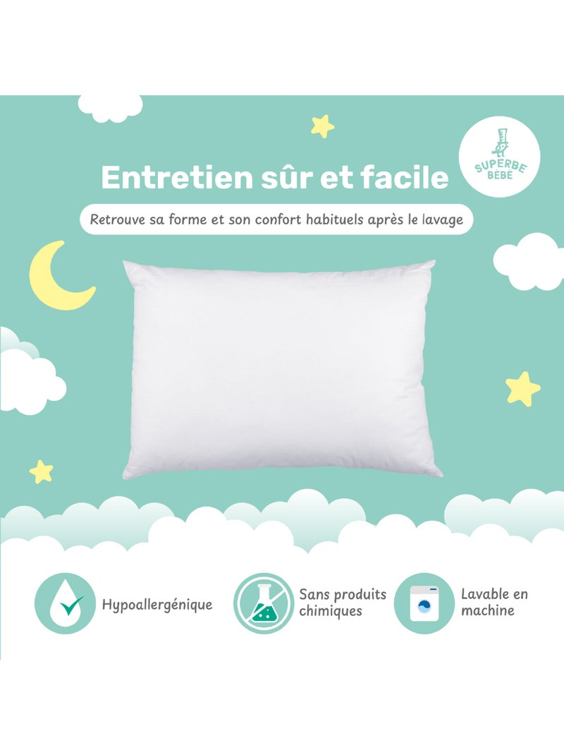 Oreiller enfant 33x45 | SUPERBE BEBE Blanc - Kiabi