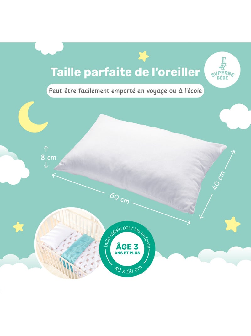 Oreiller enfant 40x60 | SUPERBE BEBE Blanc - Kiabi