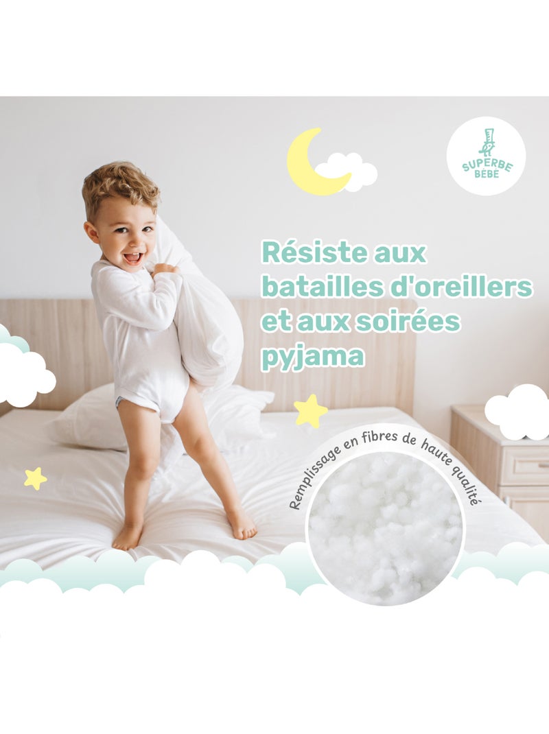 Oreiller enfant 40x60 | SUPERBE BEBE Blanc - Kiabi