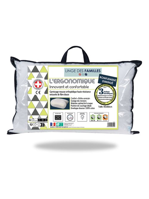 Oreiller Ergonomique - Soutien Ferme - Linge des Familles - Kiabi