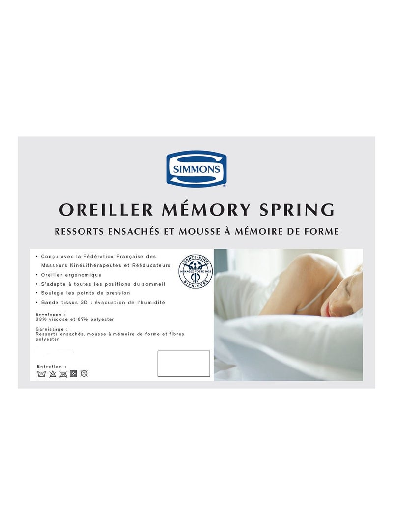 Oreiller ergonomique MEMORY SPRING Blanc - Kiabi