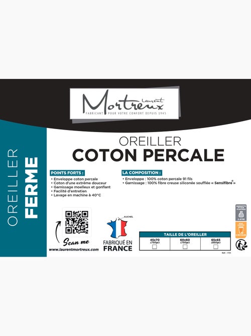 Oreiller Ferme Coton Percale - 65 x 65 - Kiabi Oreiller Ferme Coton Percale - 65 x 65 - Kiabi