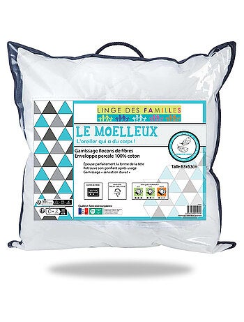 Oreiller Moelleux Gonflant - Lavable en Machine - Linge des Familles