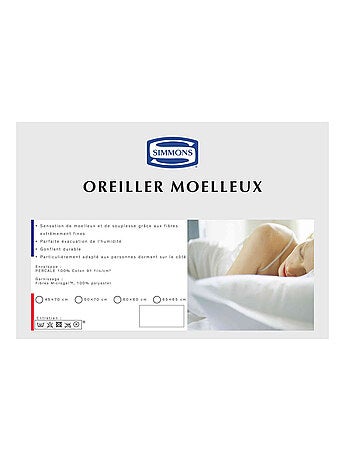 Oreiller moelleux percale MICROGEL