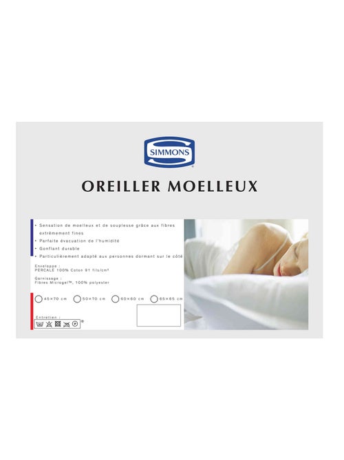 Oreiller moelleux percale MICROGEL - Kiabi