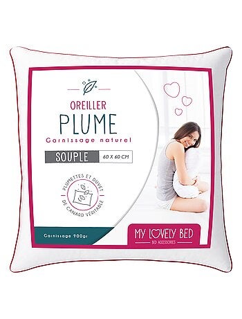 Oreiller Naturel - Garnissage Plume et Duvet - Enveloppe 100% Coton - Gonflant et Moelleux