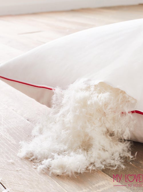 Oreiller Naturel - Garnissage Plume et Duvet - Enveloppe 100% Coton - Gonflant et Moelleux - Kiabi