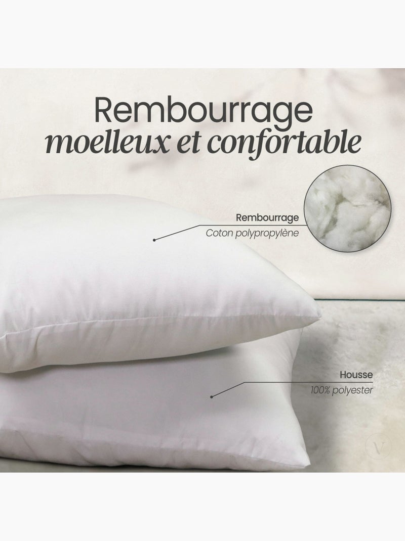 Oreillers, coussins de garnissage carrés - Vivezen Blanc Blanc - Kiabi