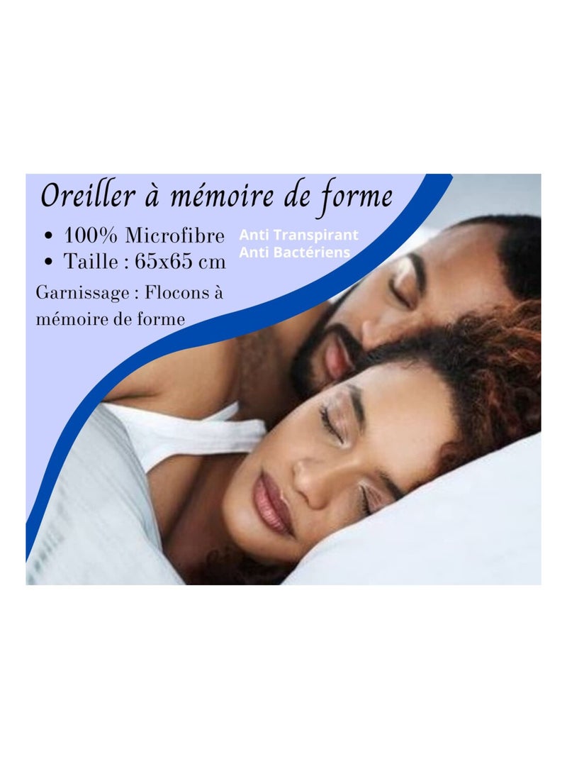 Oreillers Polyester Flocon Mémoire de Forme PROMO LINGE Blanc - Kiabi