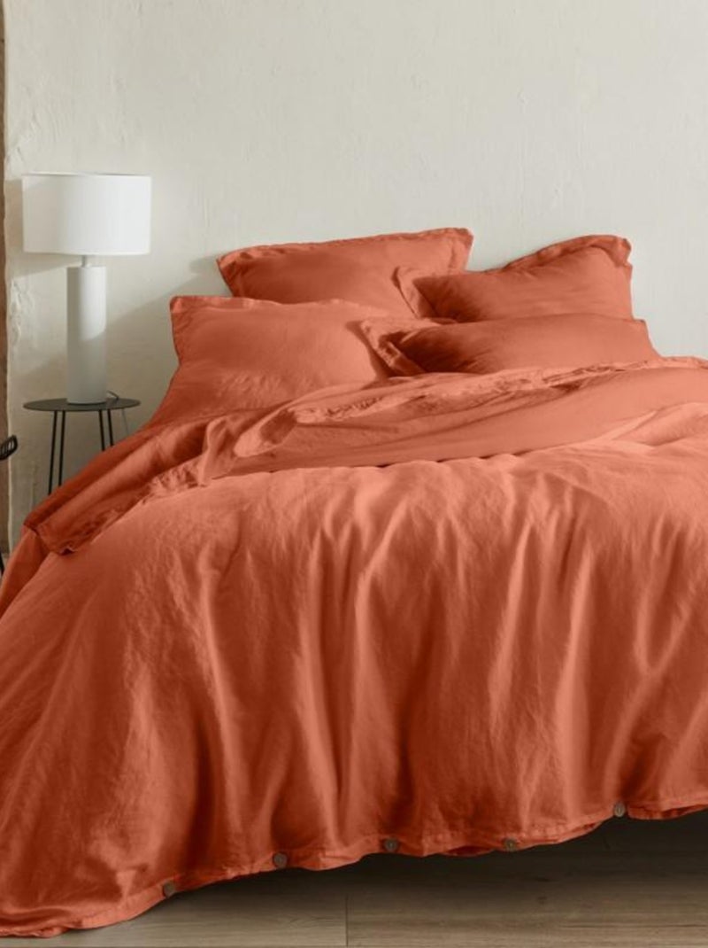 ORGANIC HOUSSE DE COUETTE 260X240CM 50% CHANVRE 50% COTON Rouge carmin - Kiabi