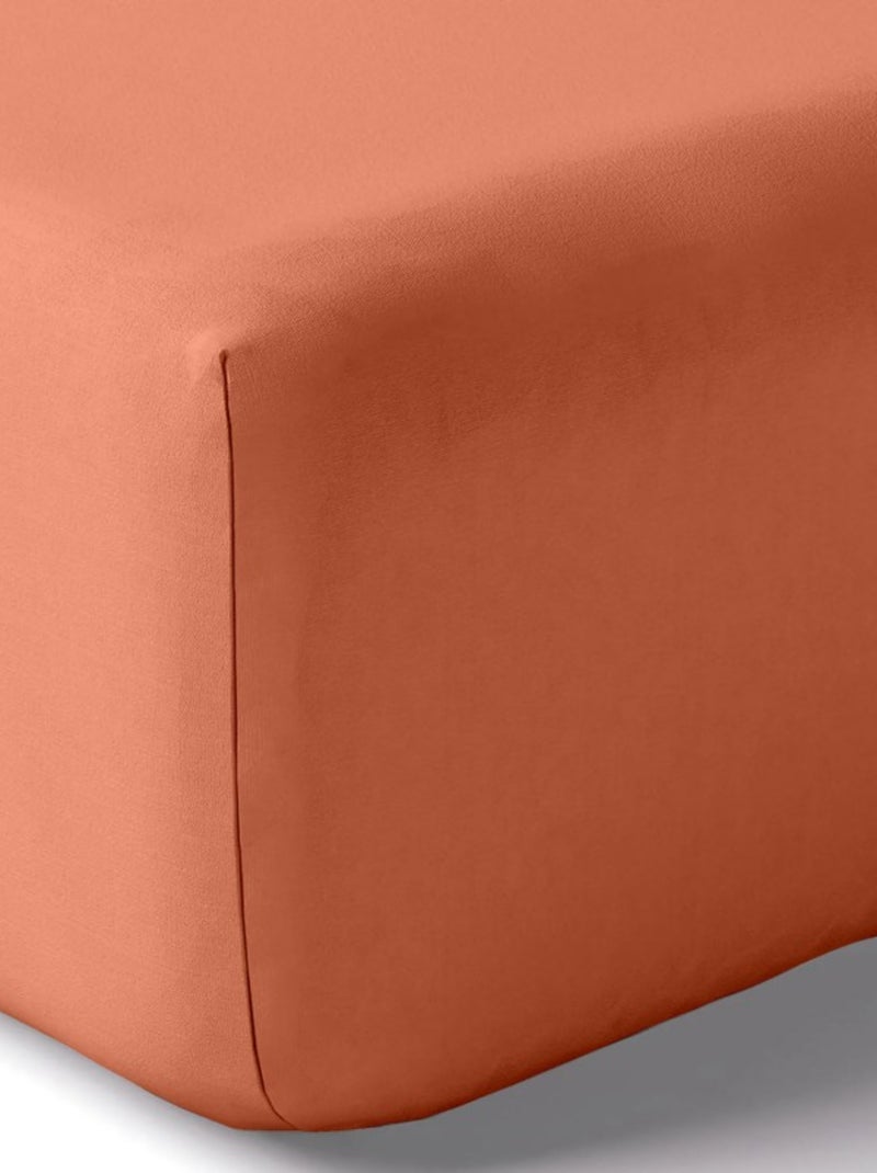 ORGANIC TERRACOTTA DRAP HOUSSE BONNET 30CM 50% CHANVRE 50% COTON Rouge carmin - Kiabi