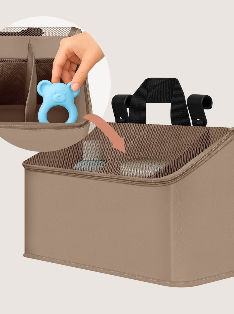 Organisateur de lit de bébé LIONELO Sidepocket - Imperméable - 3 compartiments - Zippé Beige - Kiabi