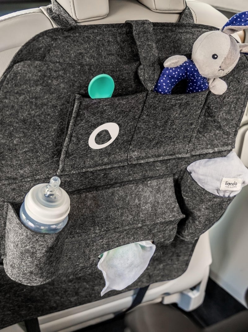 Organisateur de siège auto 2en1 - LIONELO - 7 poches de tailles différentes Blanc Gris - Kiabi