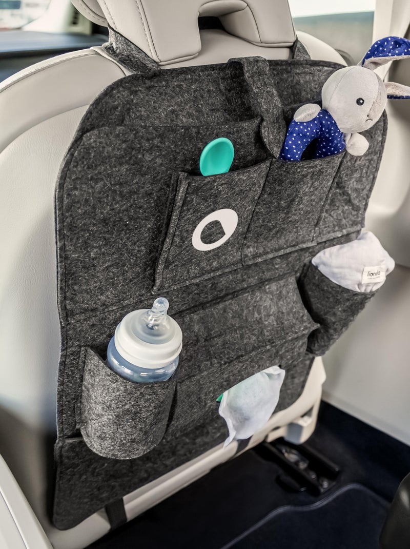 Organisateur de siège auto 2en1 - LIONELO - 7 poches de tailles différentes Blanc Gris - Kiabi