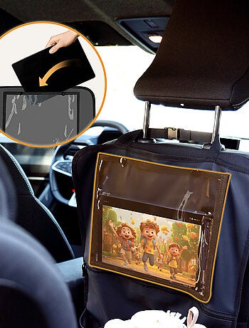Organisateur de siège auto 2en1 LIONELO - Poche transparente - 5 poches de tailles différentes