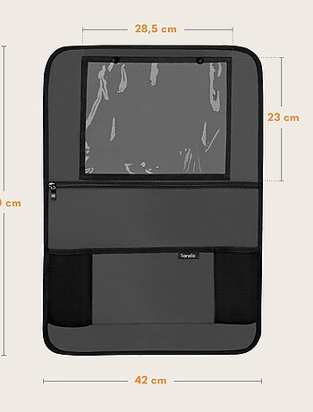 Organisateur de siège auto 2en1 LIONELO - Poche transparente - 5 poches de tailles différentes